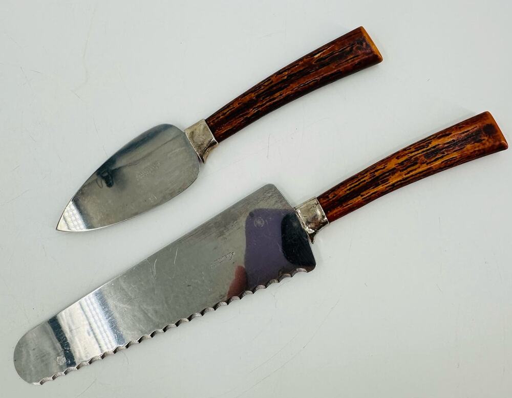 Amway Vintage Cheese Spreader Serrated Knife Cake Pie Slicer Set Stainless Steel